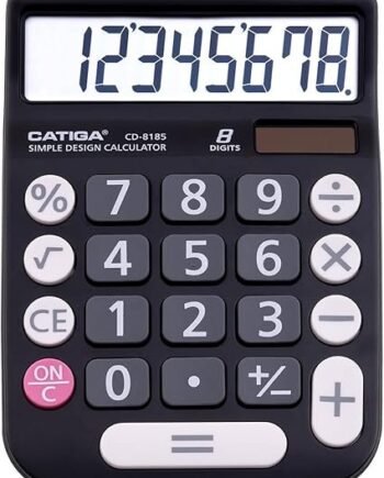 CATIGA Desktop Calculator 8 Digit with Solar Power and Easy to Read LCD Display