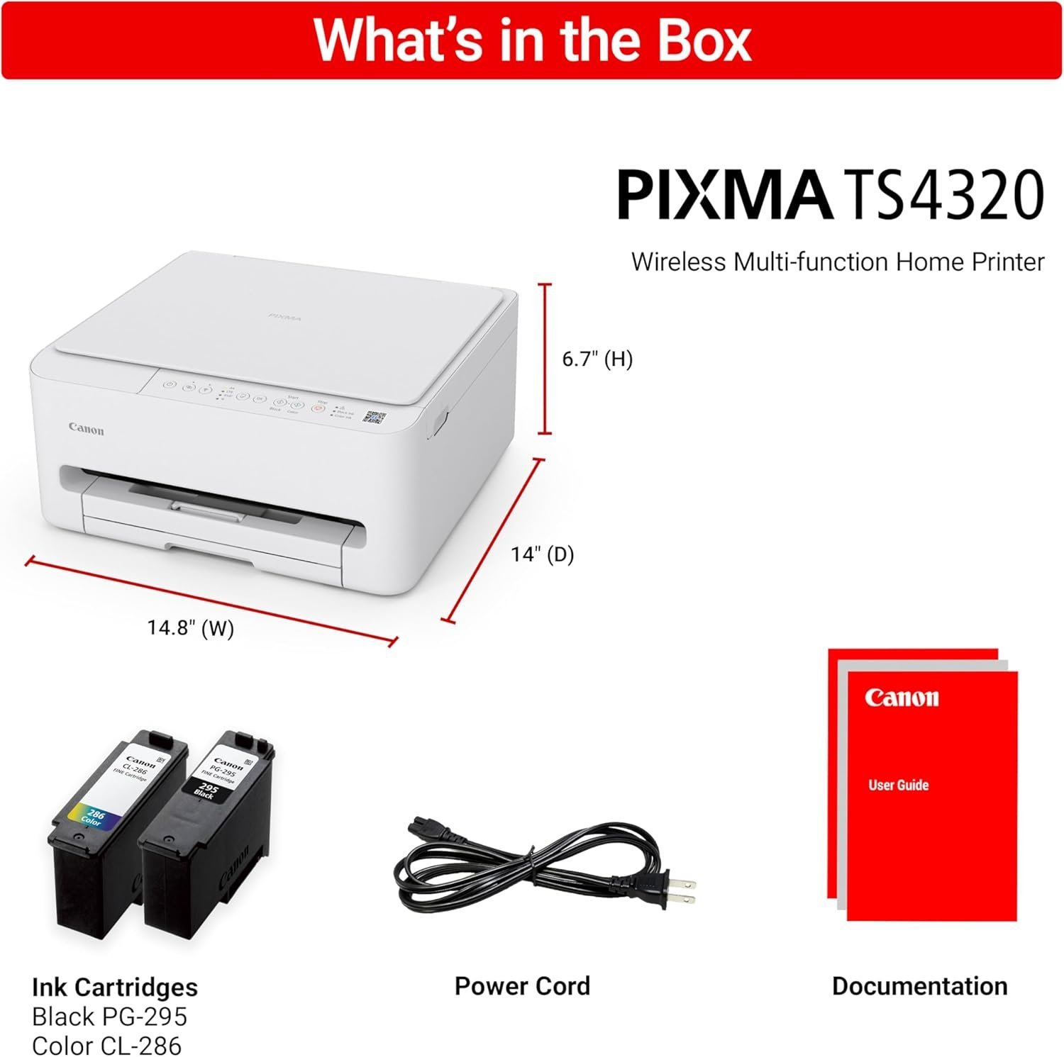Canon PIXMA TS4320 Wireless Color Inkjet Printer for Duplex Printing