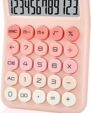 KANBIT Cute Pink Desktop Calculator, 12-Digit Basic Calculator with Large LCD Display