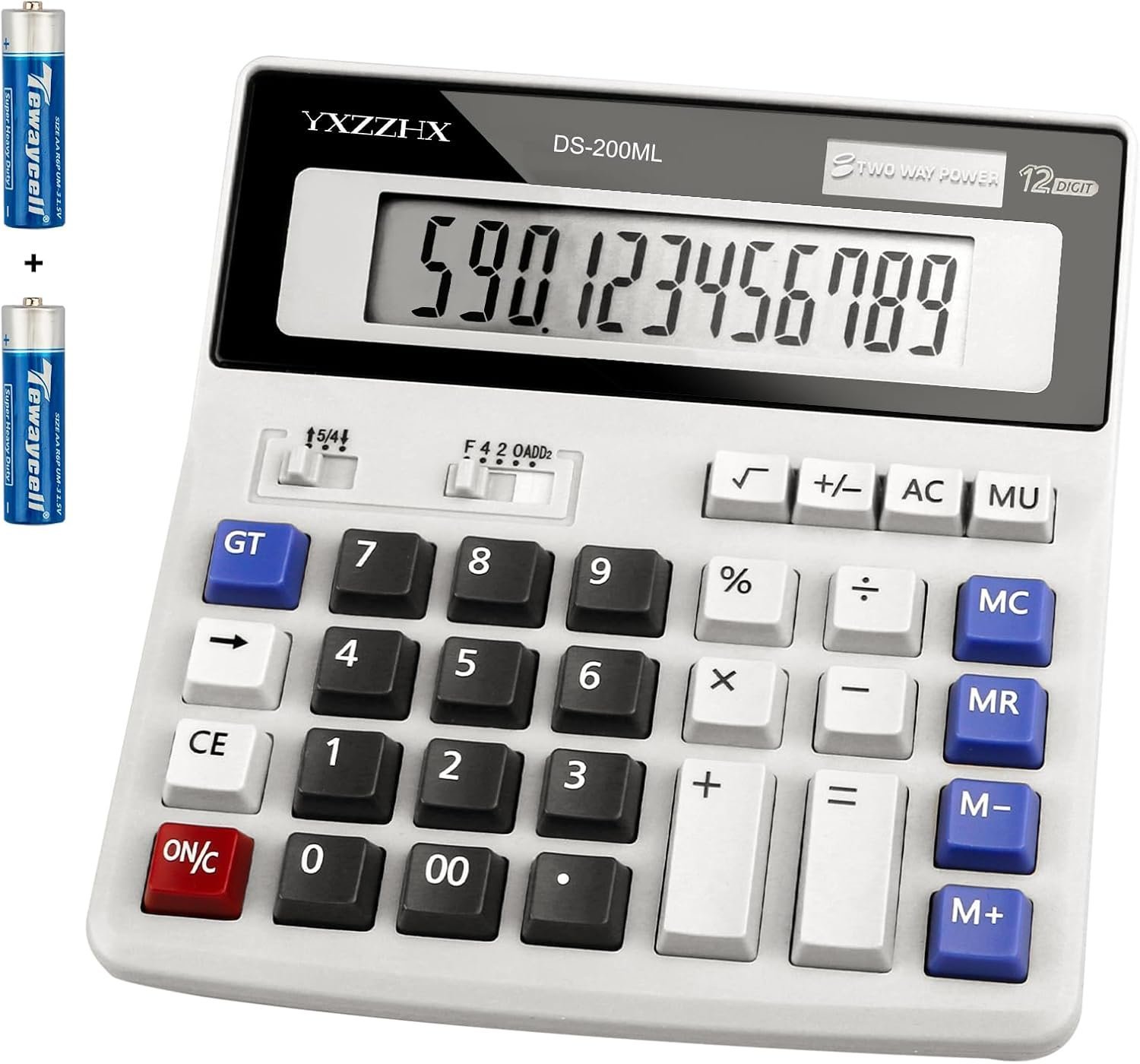 Desk Calculator 12 Digit Extra Large 4.3-Inch LCD Display