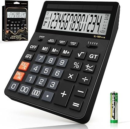 Calculators Desktop, 2026 Upgrade 14 Digit Large Size Calculator with 5-Inch LCD Display and Solar Power